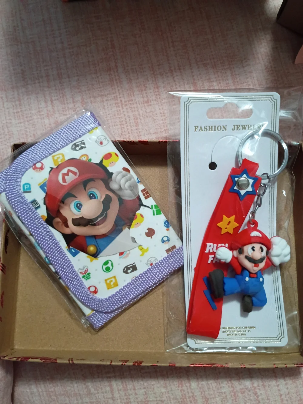 Kids Red Super Mario Keychain and Card Holder Set